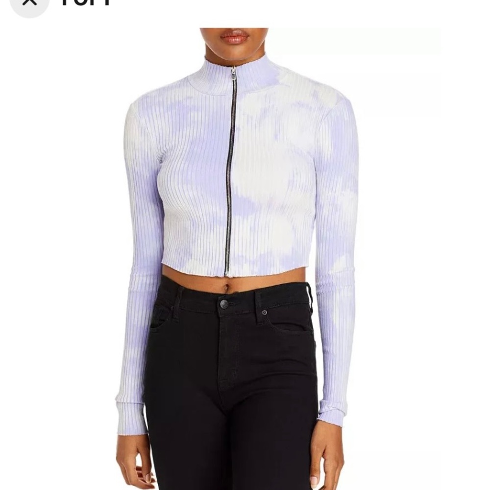 Cotton citizen Ibiza zip up front cropped top
